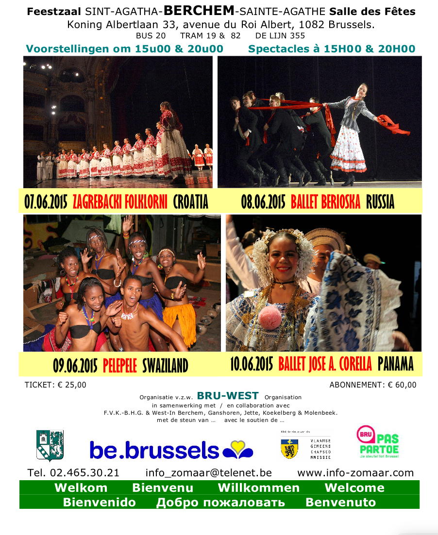Affiche. Berchem. 24ste International Folklore Festival. Het Berioska ballet, Moskou, Rusland. 2015-06-08